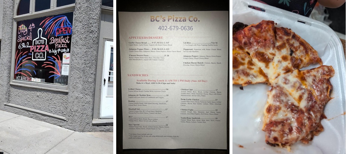 BC's Pizza Co. Menu
